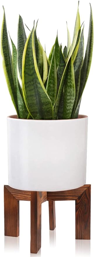 Wood Plant Stand, Mid Century Modern Planter, Rattan Flower Pot Stand, Low Short Plant Stands for Indoor - Boho Rustic Wooden Stool for Plant Pot Holder, Fit 5-15 Inch Pot